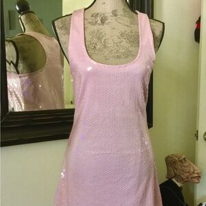 Pink Sequin Sleeveless Dress EXPRESS M